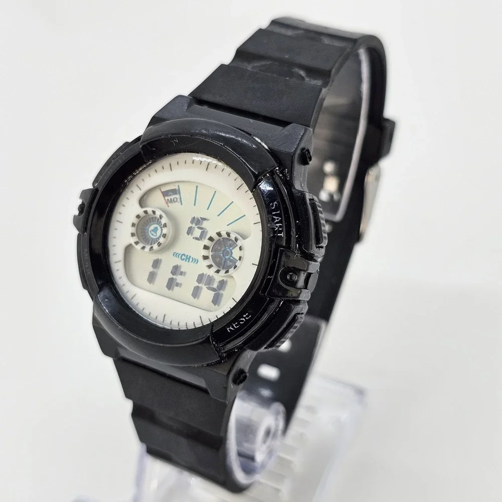 Women's Digital Sports Watch 38MM Black Plastic Bands Light NEW Battery
